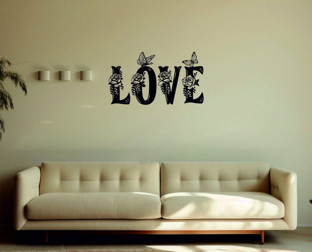 fondo1 Cuadro LOVE floral con mariposas – 4 piezas, 40 × 72 cm